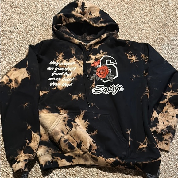 Popular Poison Black Label Black and Tan Tie Dye Hoodie NWOT - Picture 1 of 5